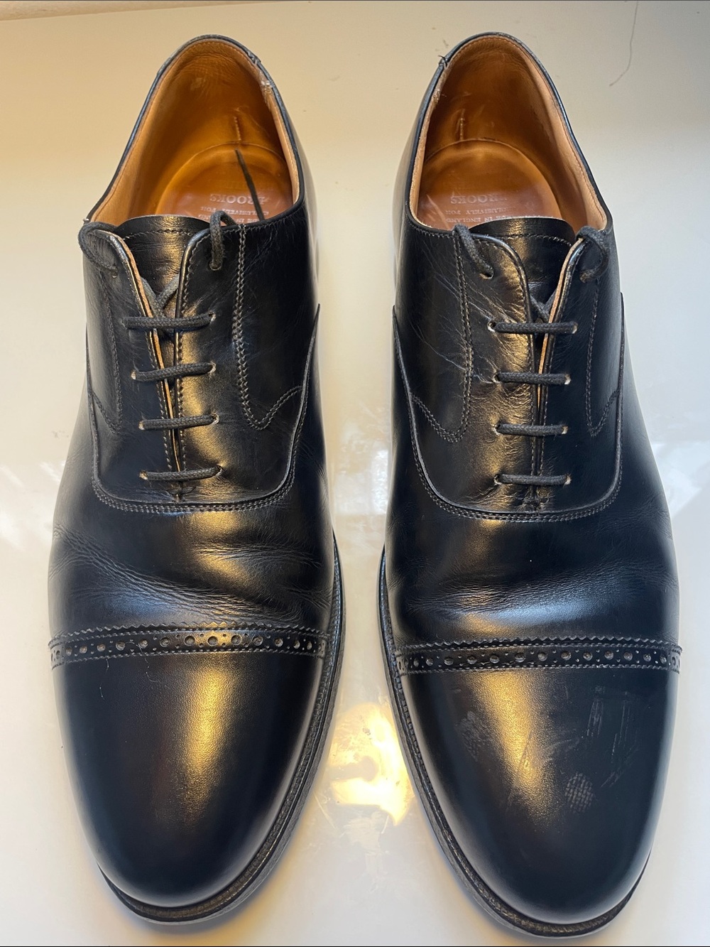 Peal and co Brooks men’s leather oxford dress shoes black made in England